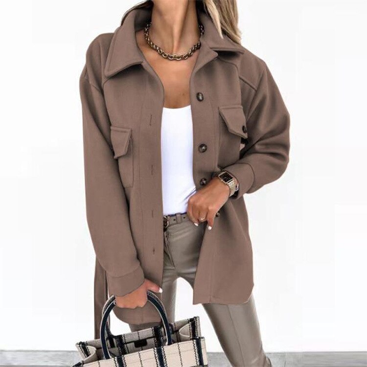 Chloe Overshirt | Trendy stijlvol wollen-look overshirt voor dames