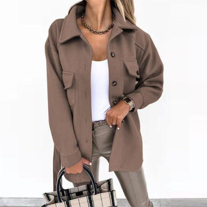 Chloe Overshirt | Trendy stijlvol wollen-look overshirt voor dames