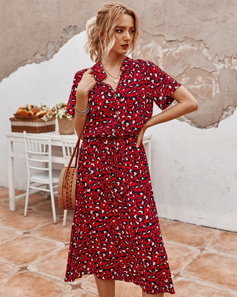 Naomi - Elegante Midi Jurk met Korte Mouwen