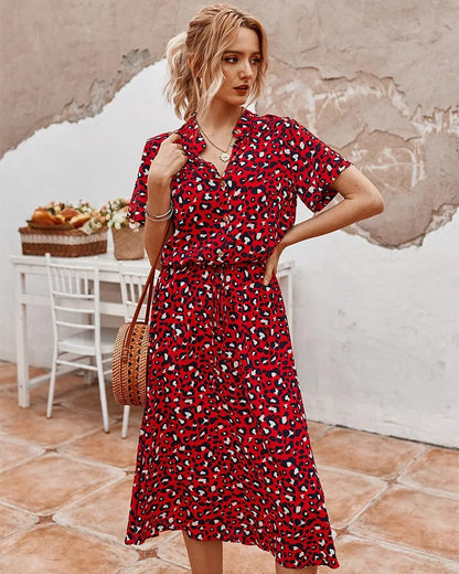 Naomi - Elegante Midi Jurk met Korte Mouwen