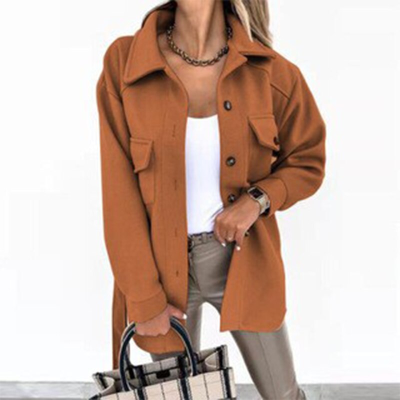 Chloe Overshirt | Trendy stijlvol wollen-look overshirt voor dames