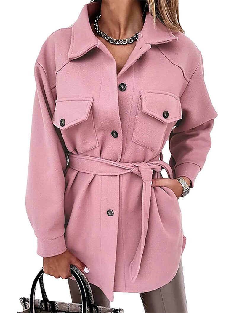 Chloe Overshirt | Trendy stijlvol wollen-look overshirt voor dames