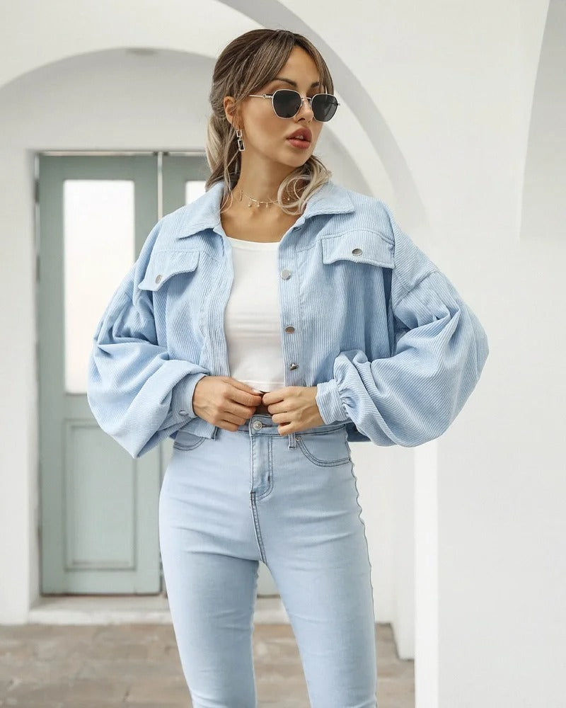 Zaria Ribfluweel Jas | Trendy Corduroy tussenjas van ribfluweel voor dames