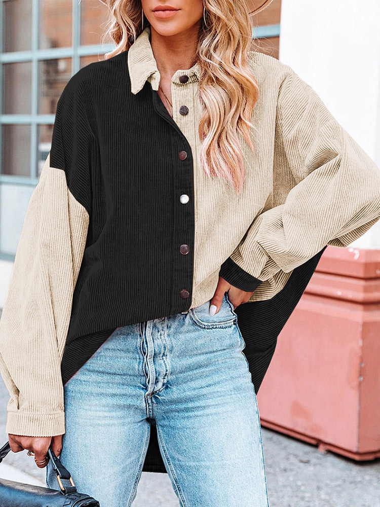Corduroy Blouse | Stijlvol oversized gekleurde blouse voor dames