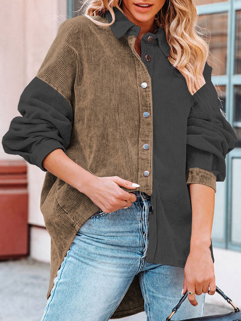 Corduroy Blouse | Stijlvol oversized gekleurde blouse voor dames