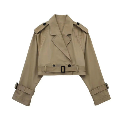 Zaria Jas | Casual trendy double-breasted korte oversized Trenchcoat