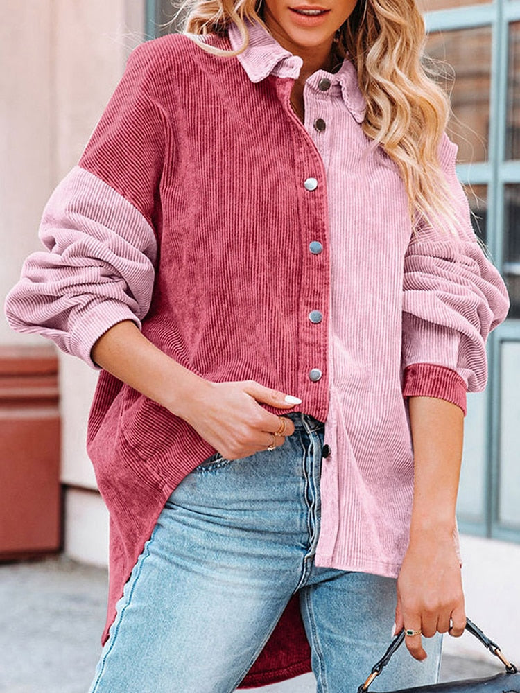Corduroy Blouse | Stijlvol oversized gekleurde blouse voor dames