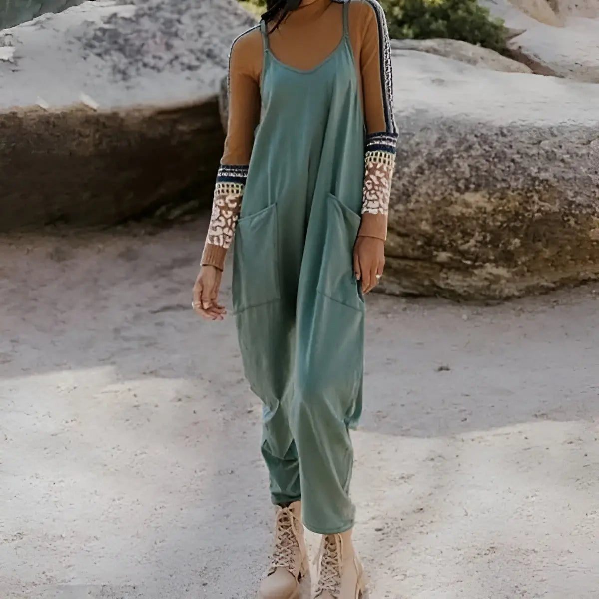 Carla | ademende zomer jumpsuit met wijde pijpen voor dames