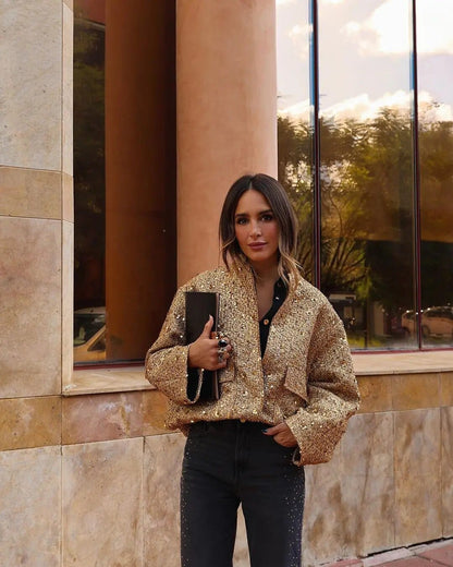 Zayala | glitter bomber jacket