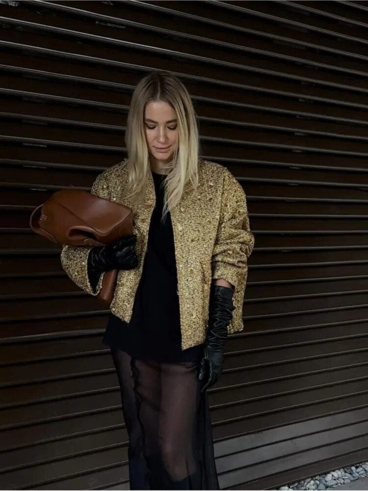 Zayala | glitter bomber jacket