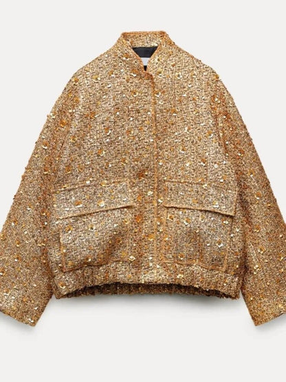 Zayala | glitter bomber jacket
