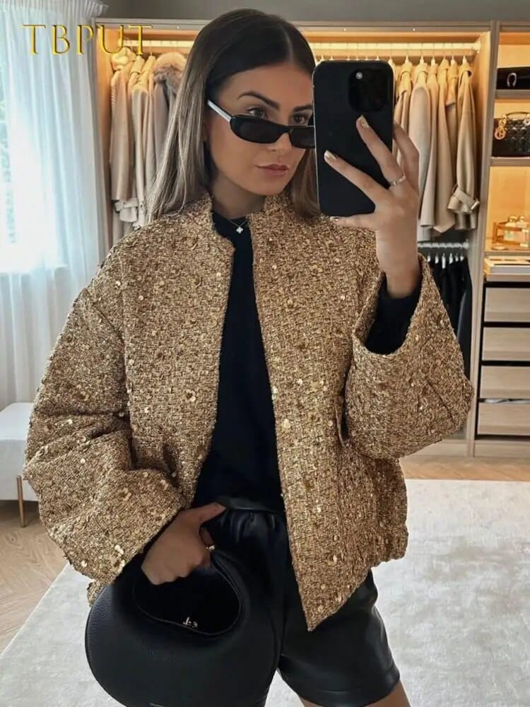 Zayala | glitter bomber jacket