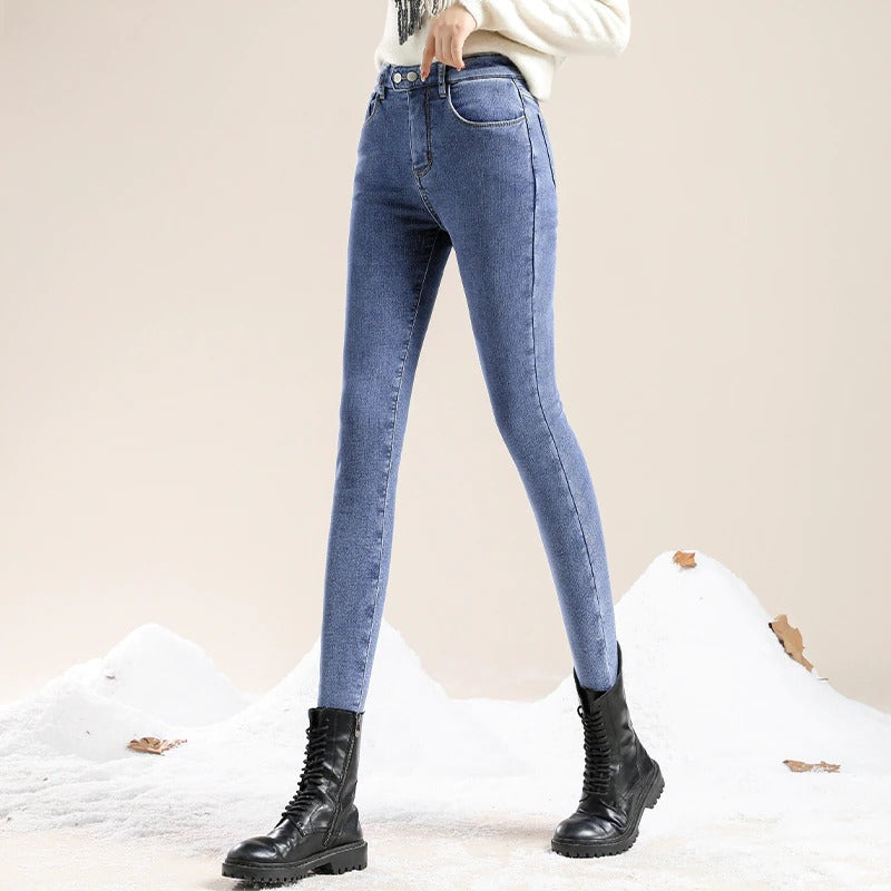 Alexandra - Gevoerde Dames Winter Jeans met Hoge Taille