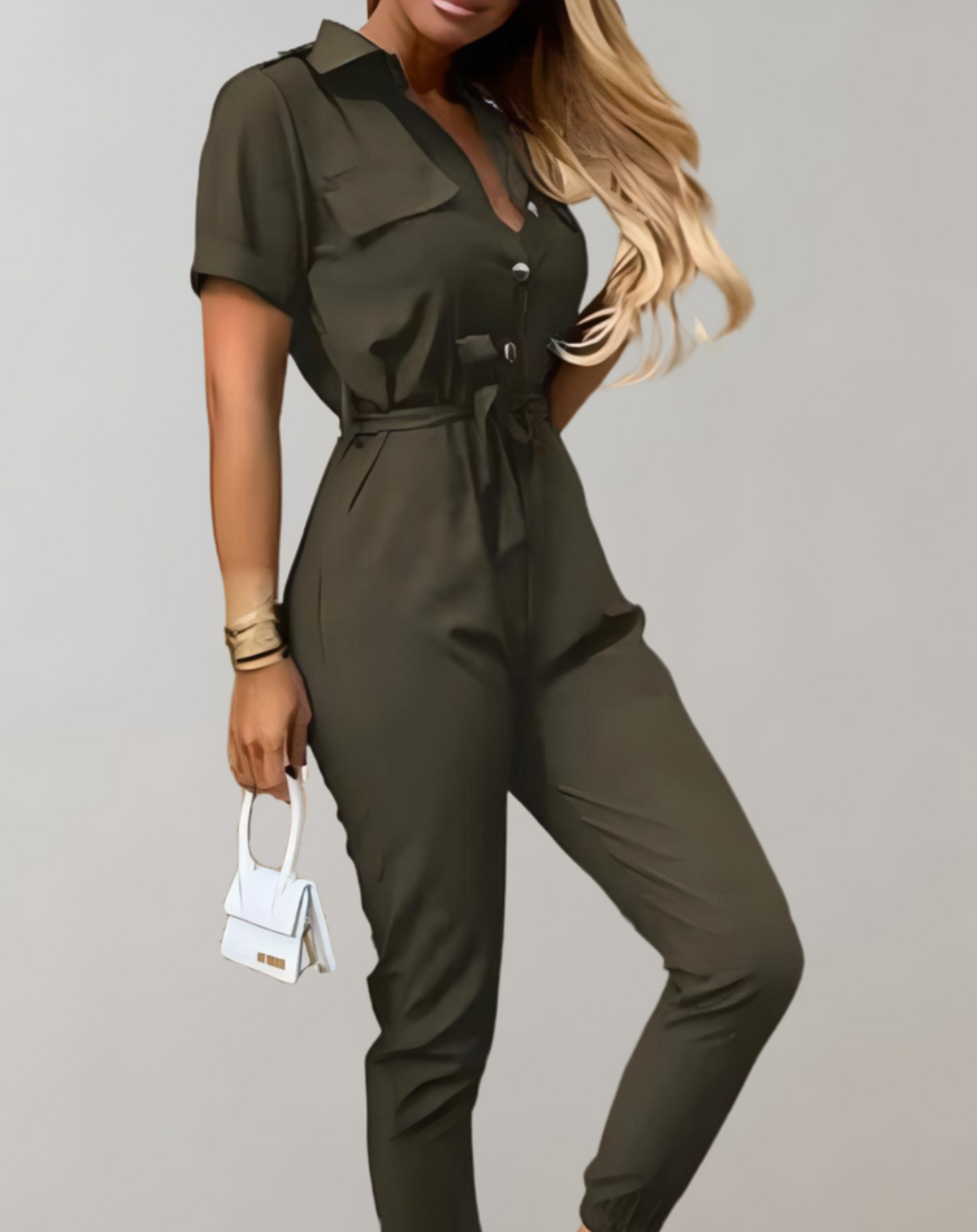 Zora | Bodycon jumpsuit met knopen en strikbandjes